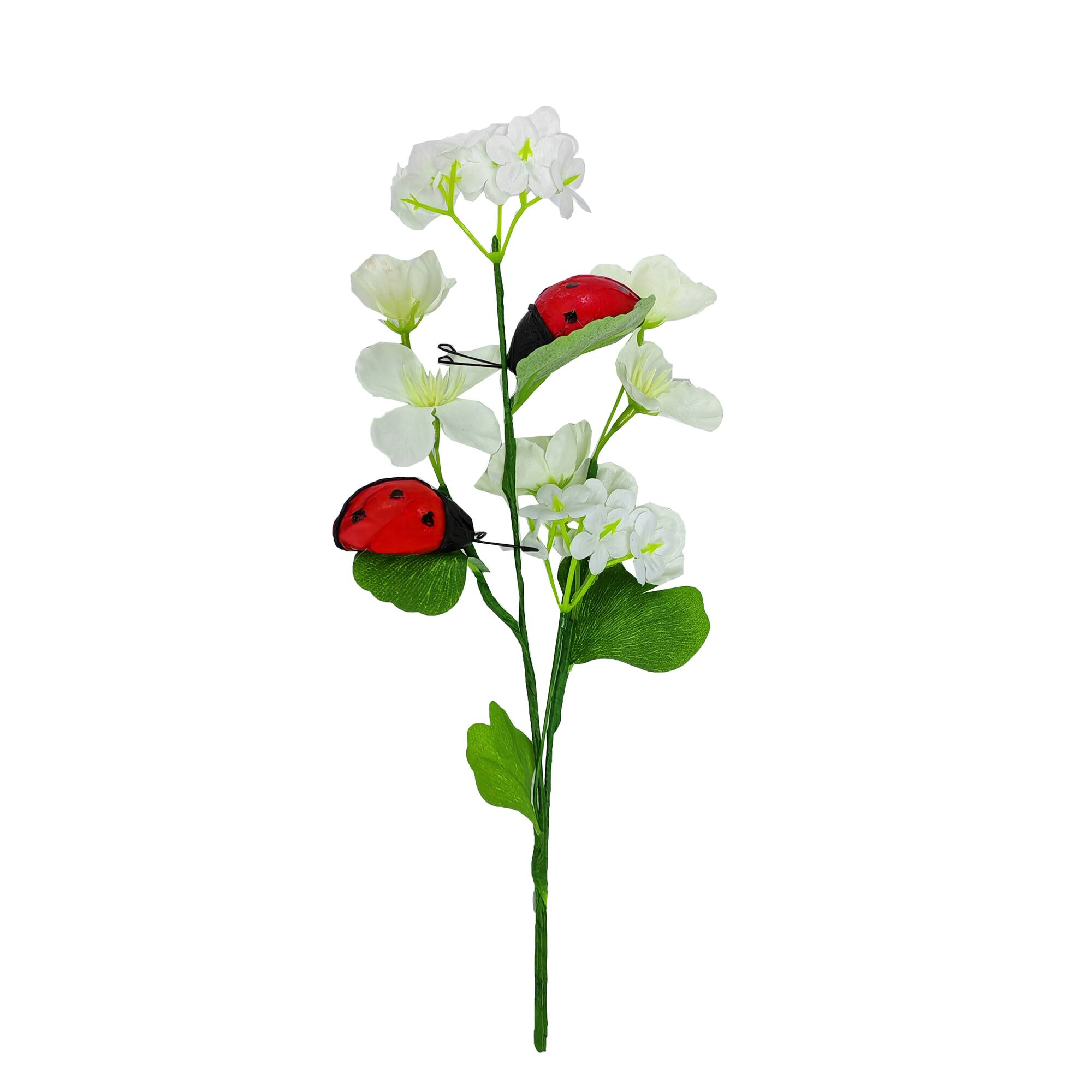 10" Ladybug & White Flower Pick by Ashland®
